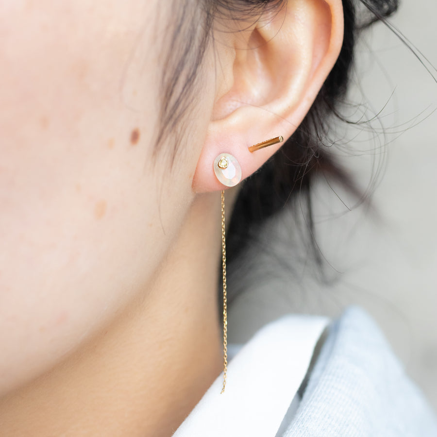Flat Pierced Earring - Opal -