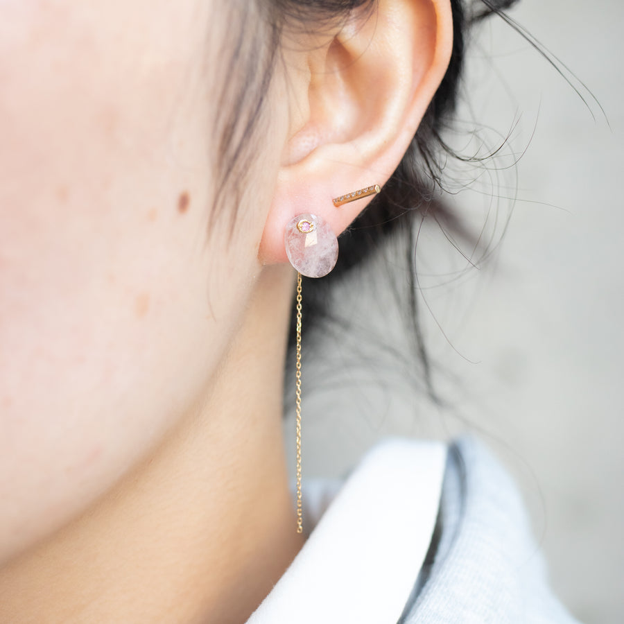 Flat Pierced Earring - Morganite -