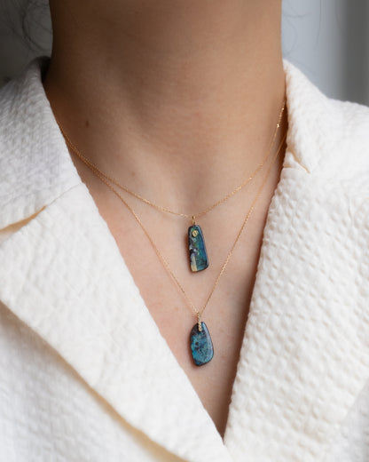 Hibiki Stone Necklace - Boulder Opal / Diamond -