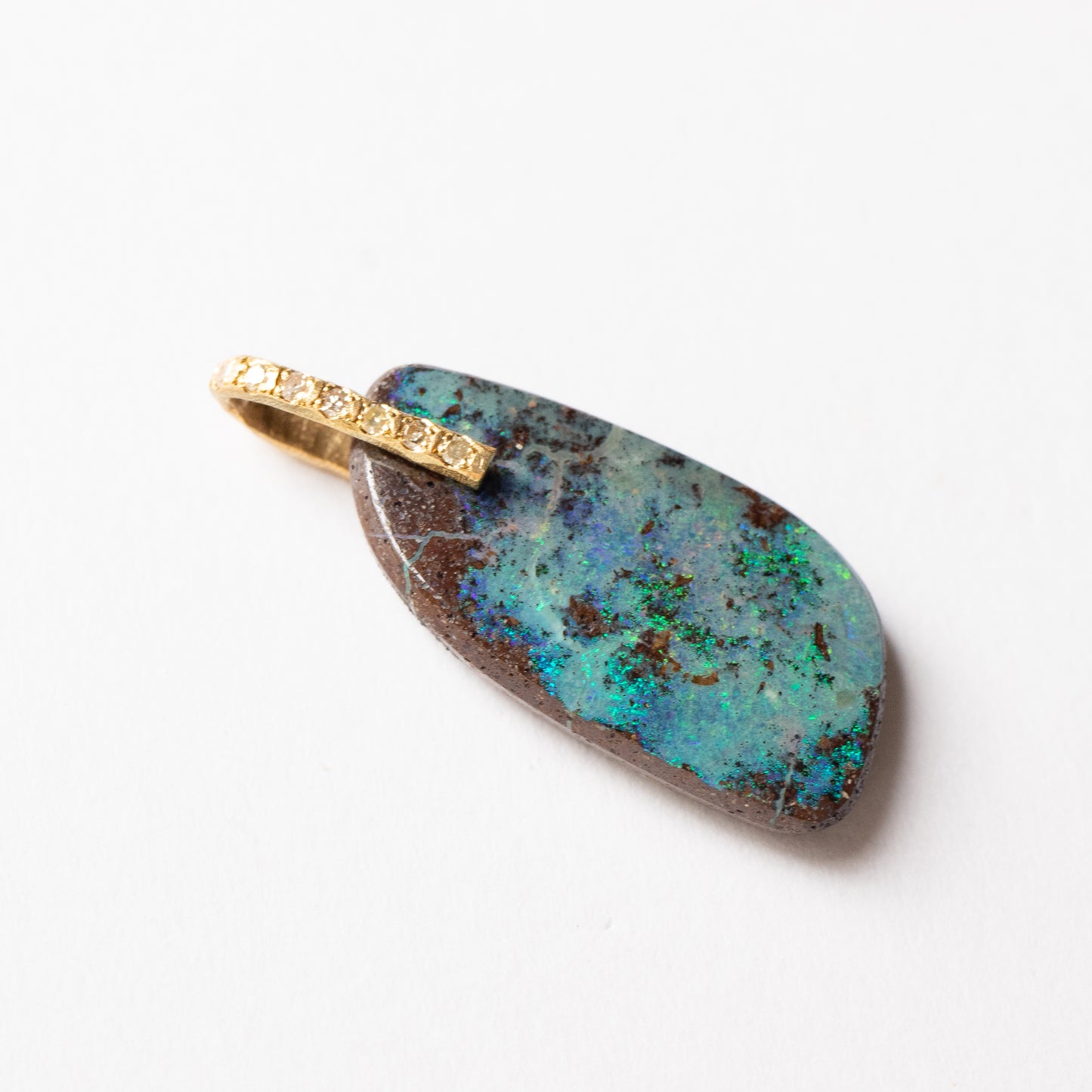 Hibiki Stone Necklace - Boulder Opal / Diamond -