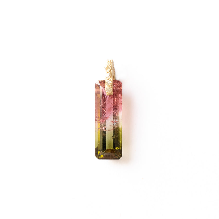 Hibiki Stone Necklace - Bicolor Tourmaline / Diamond -