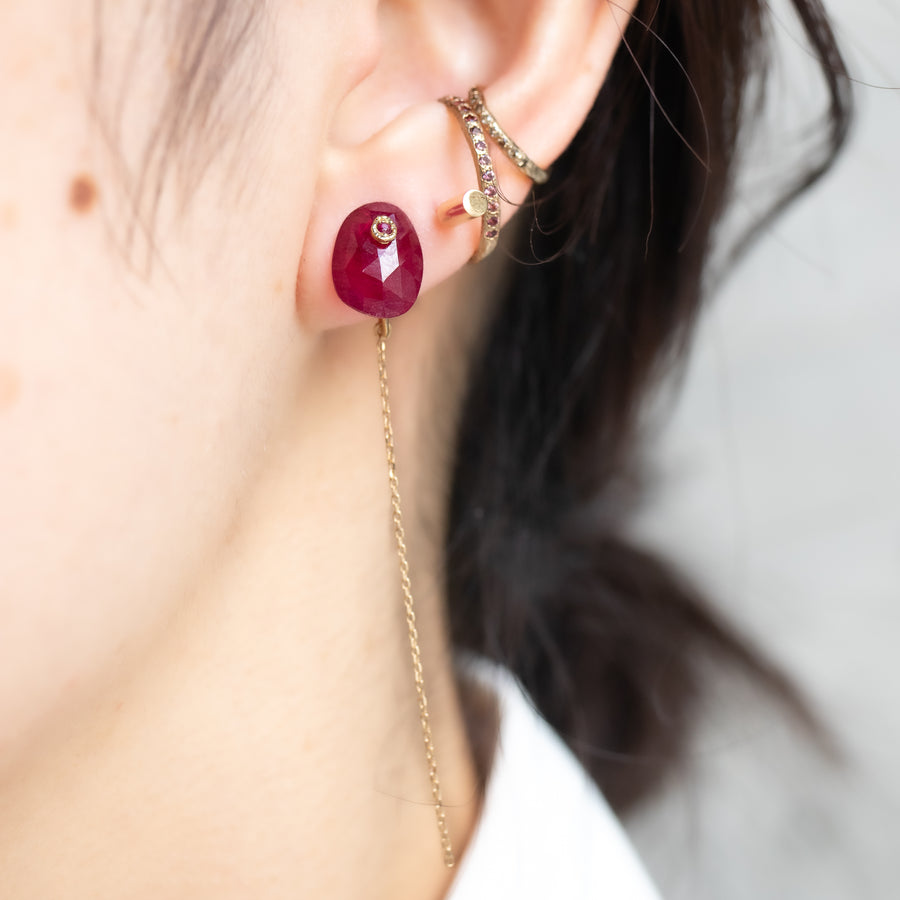 Flat Earring - Ruby - Pair