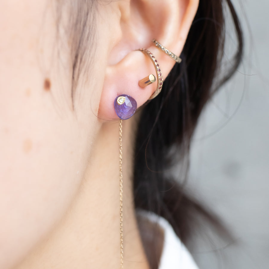 Flat Pierced Earring - Tanzanite -