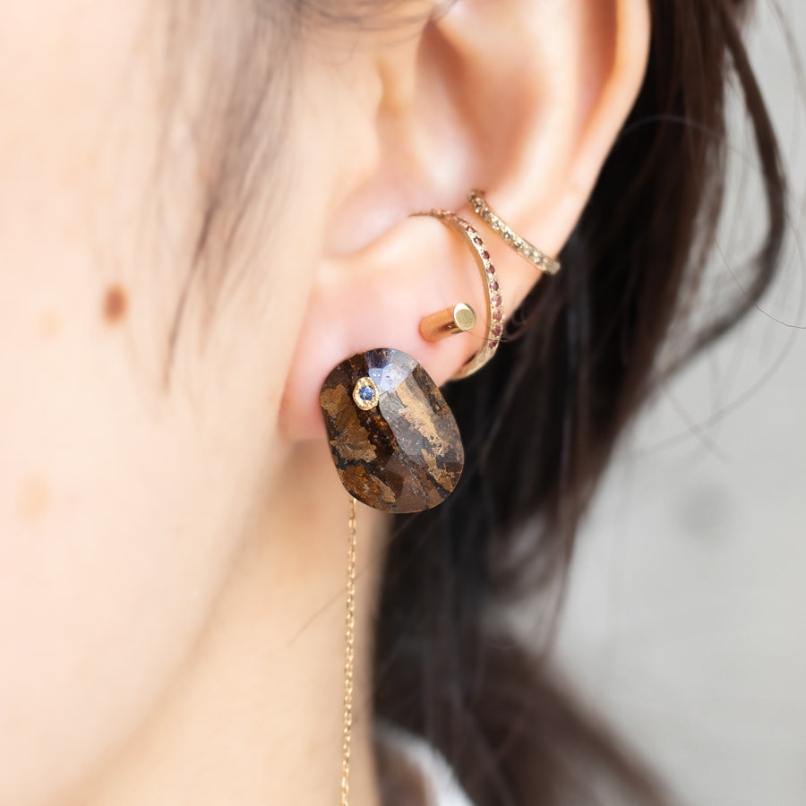 Flat Pierced Earring - Goldenoxideon -