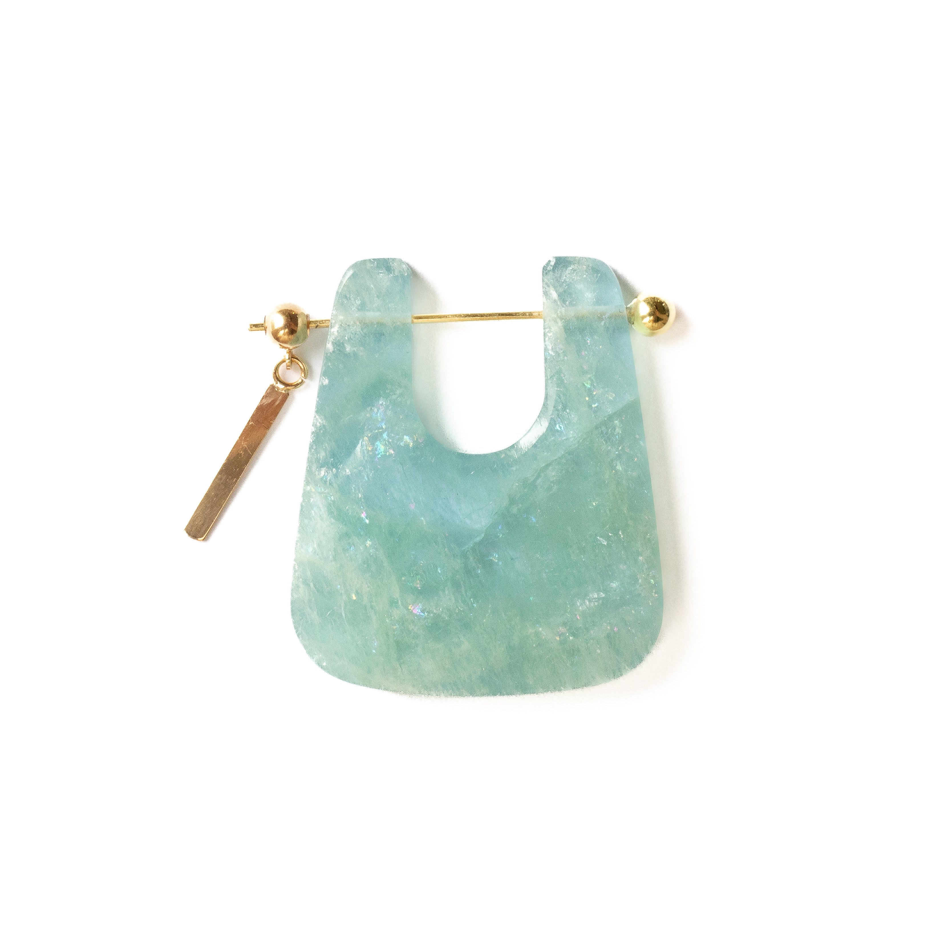 Rock Pierced Earring - Aquamarine -