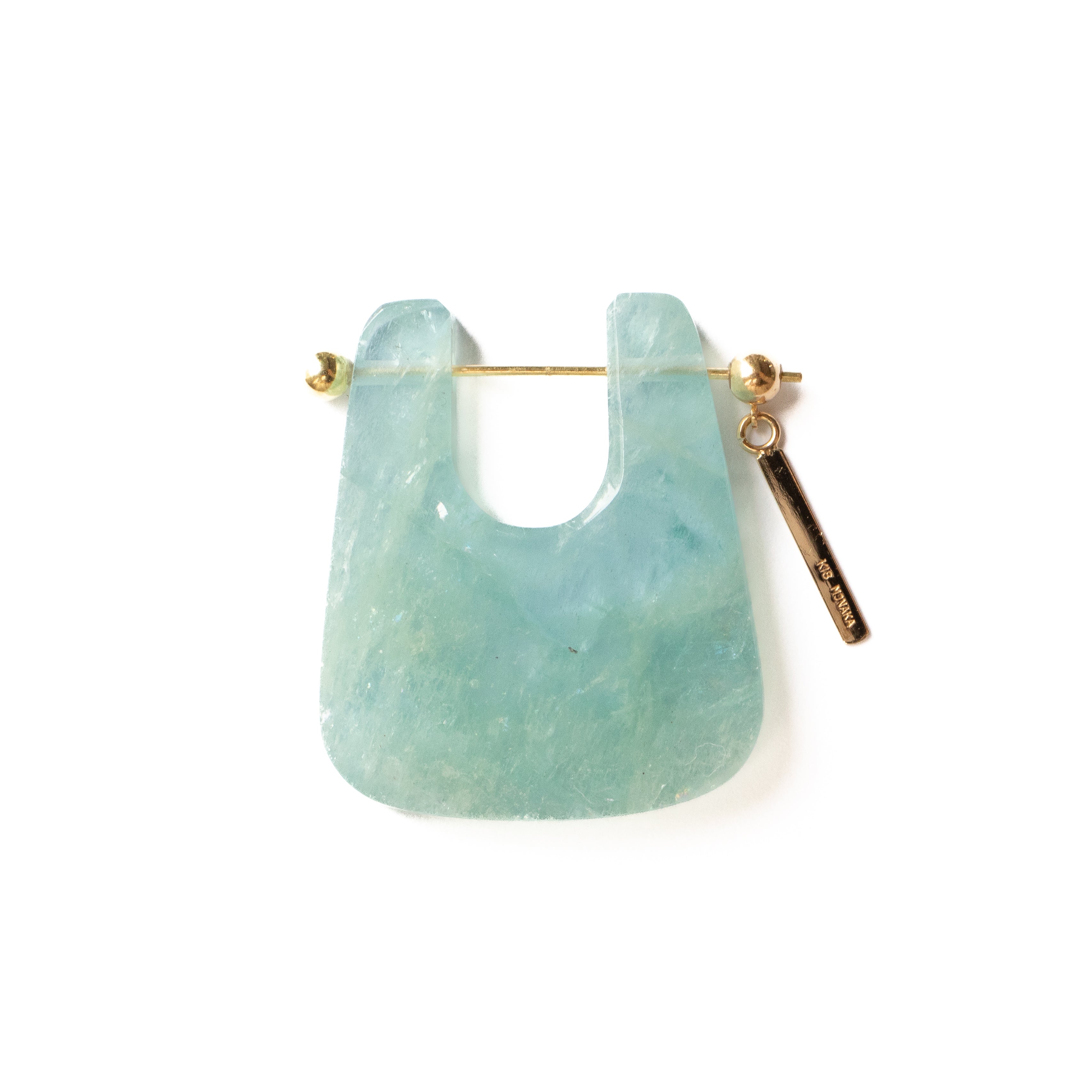 Rock Pierced Earring - Aquamarine -