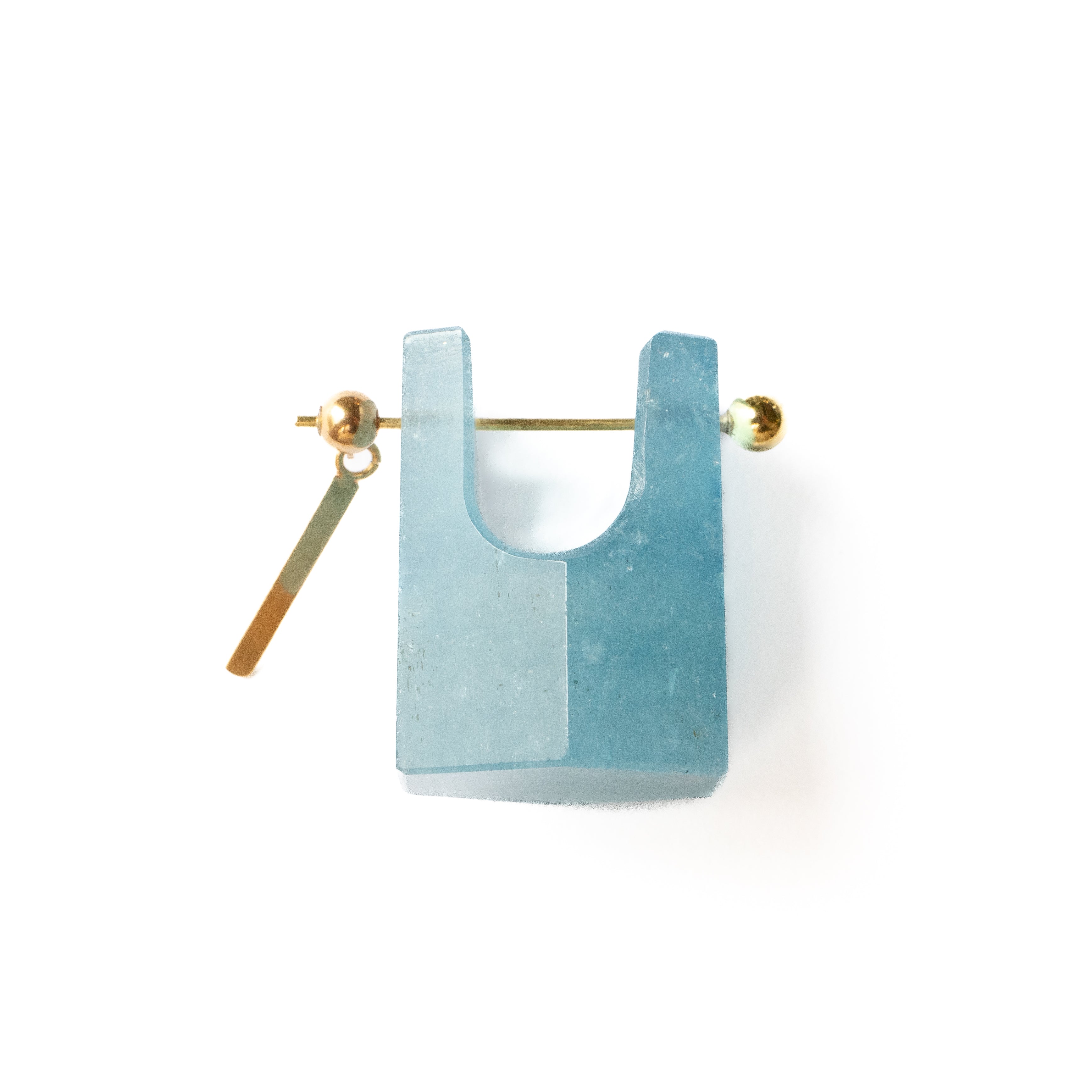 Rock Pierced Earring - Aquamarine -