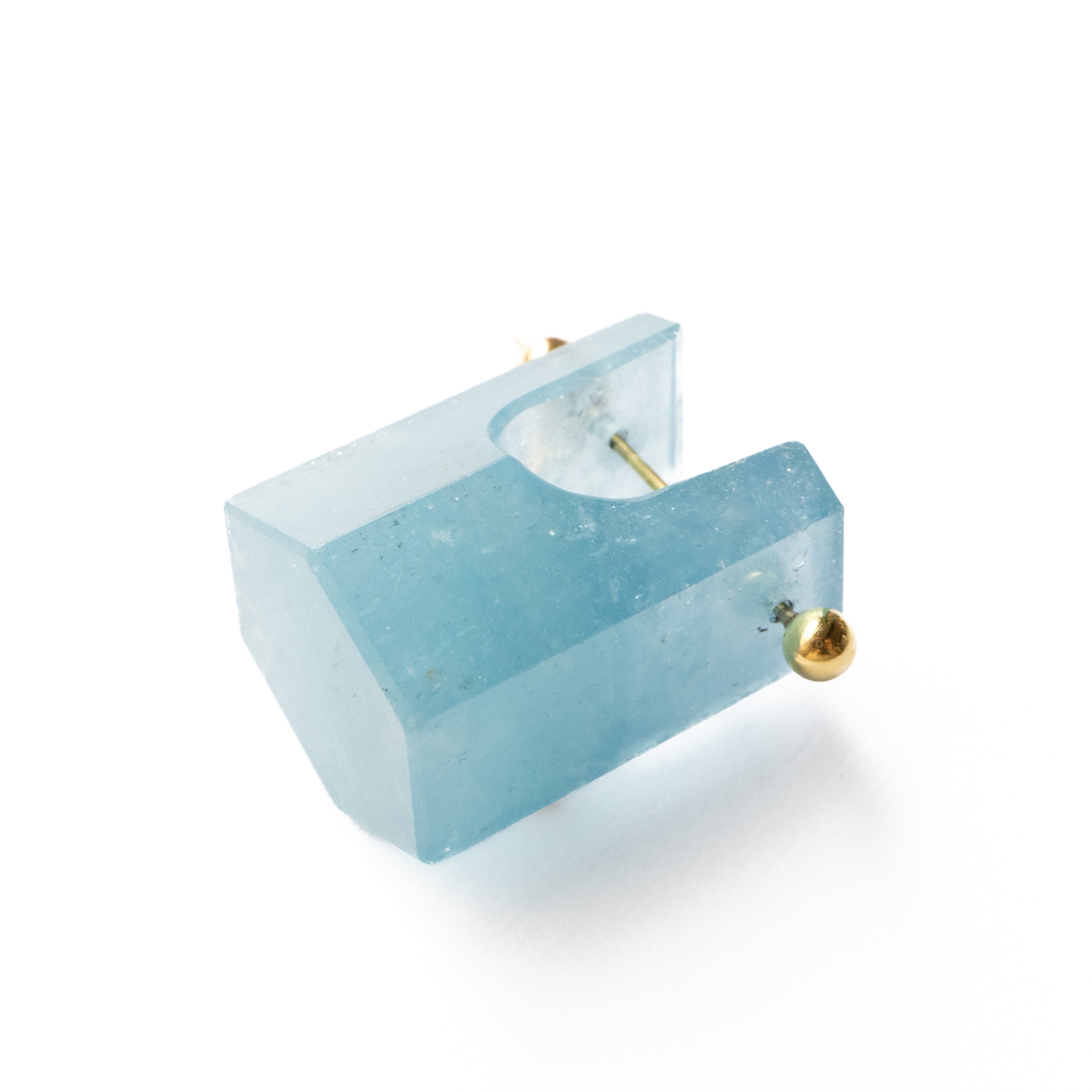 Rock Pierced Earring - Aquamarine -