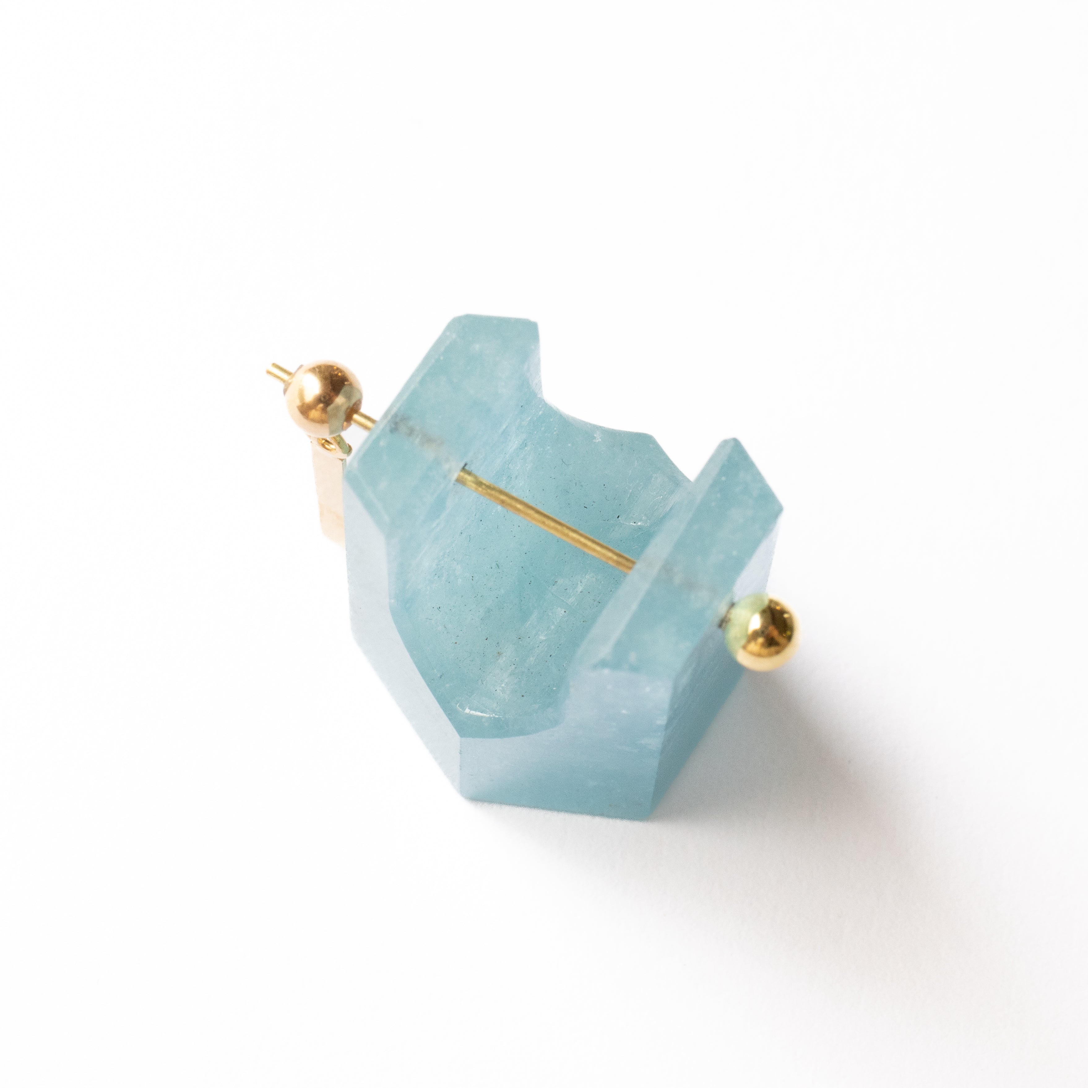 Rock Pierced Earring - Aquamarine -