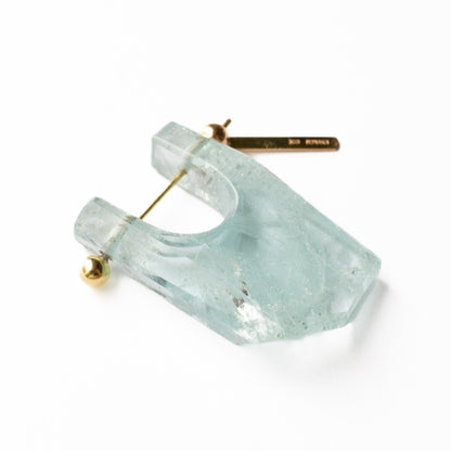 Rock Pierced Earrings - Aquamarine -