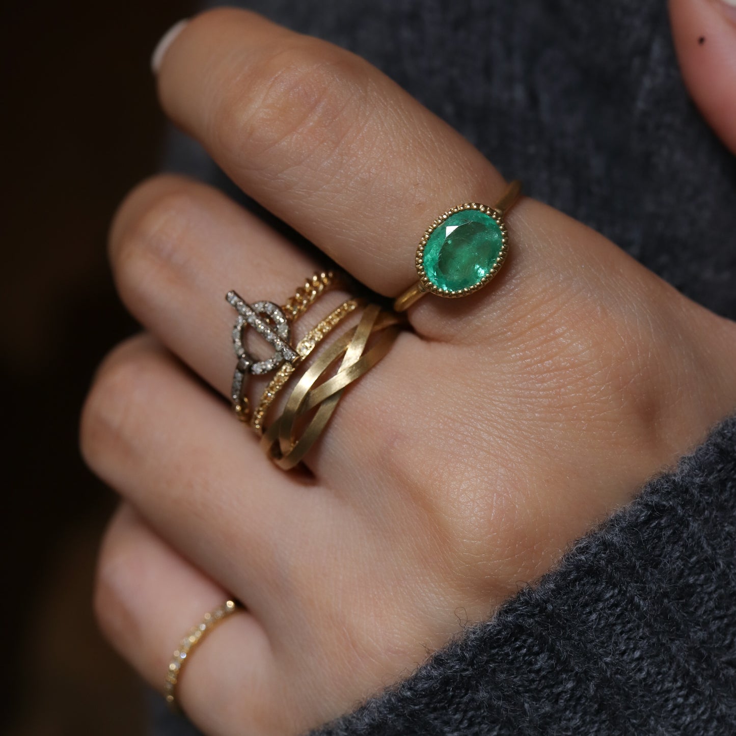 Milgrain Ring - Emerald -