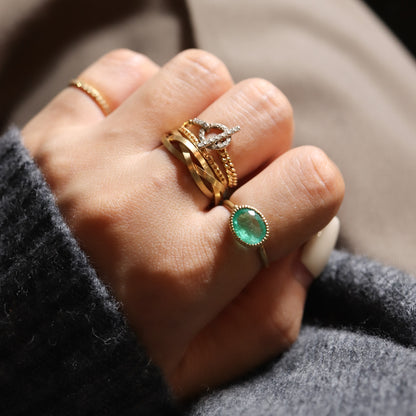 Milgrain Ring - Emerald -