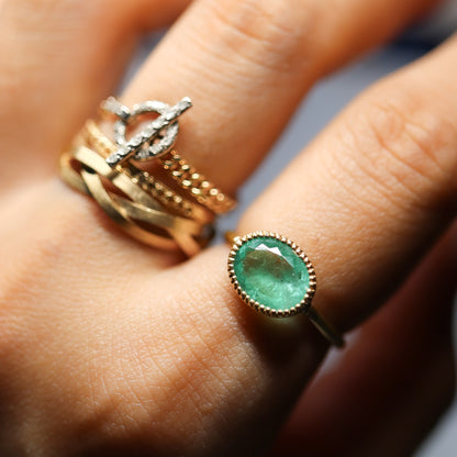 Milgrain Ring - Emerald -