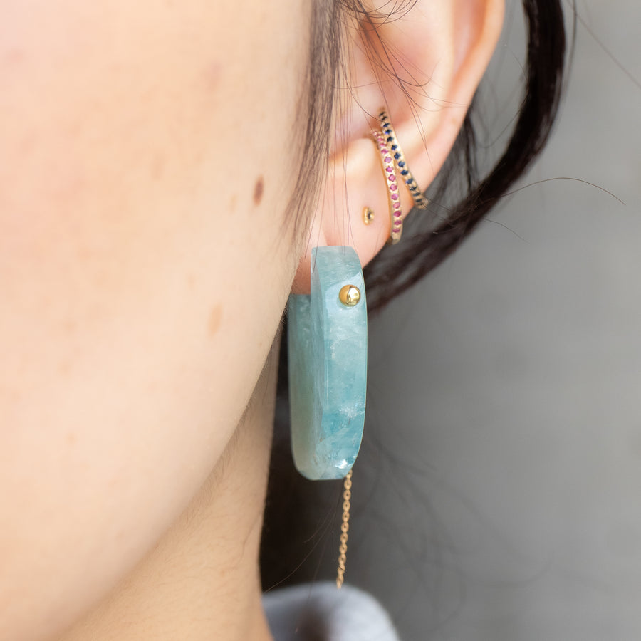 Rock Pierced Earring - Aquamarine -