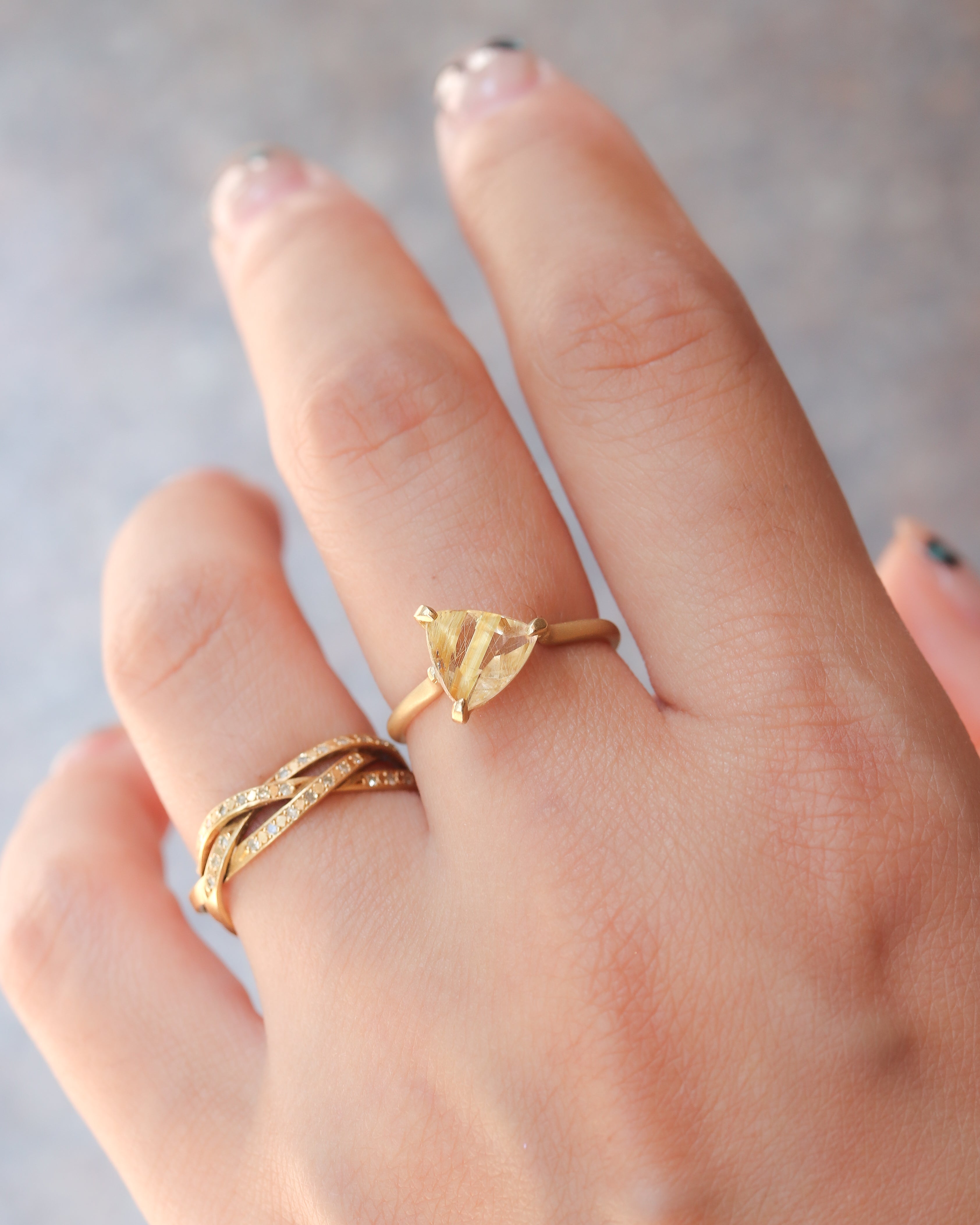 Prong Ring - Golden Rutile Quartz -