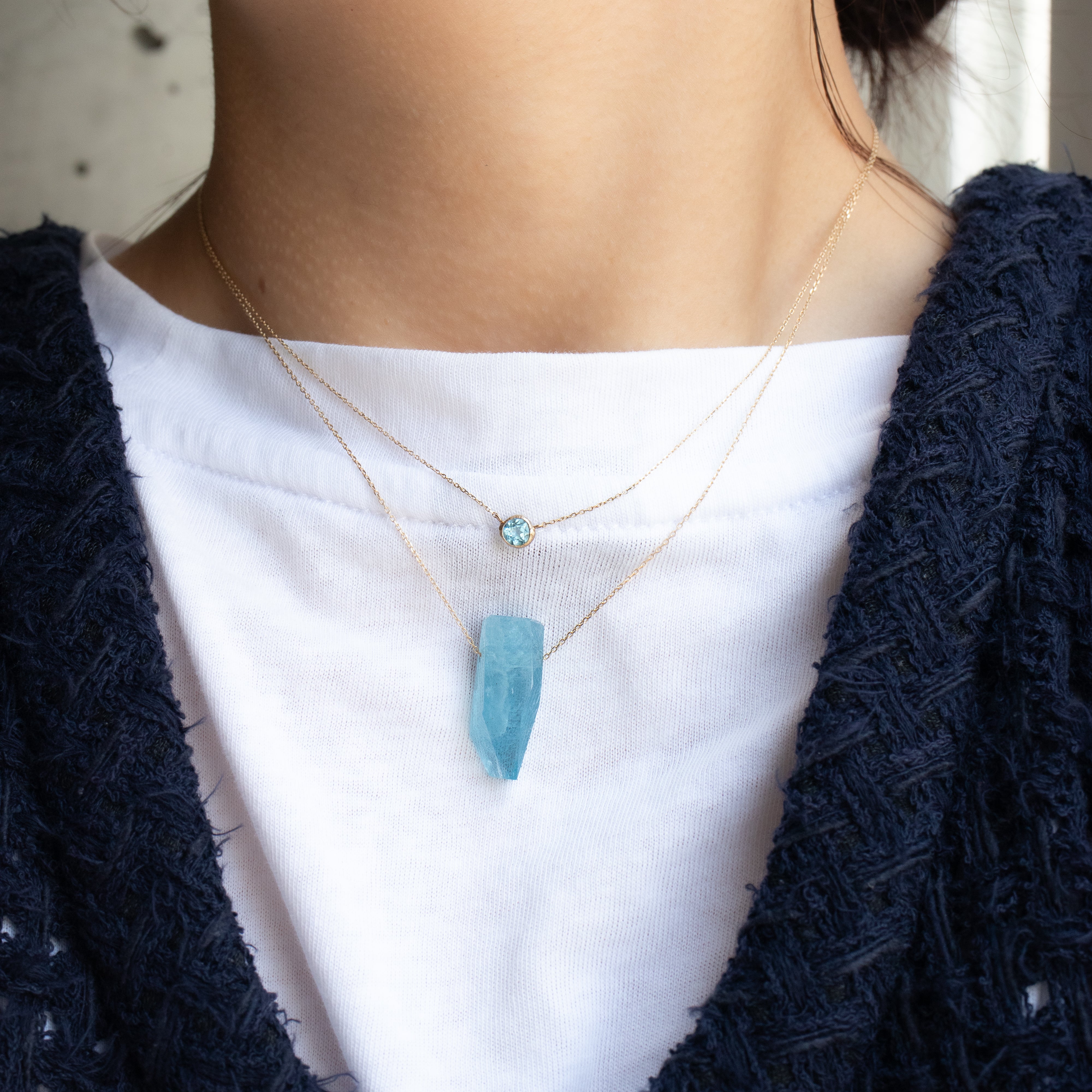 Rough Collet Necklace - Blue Topaz -
