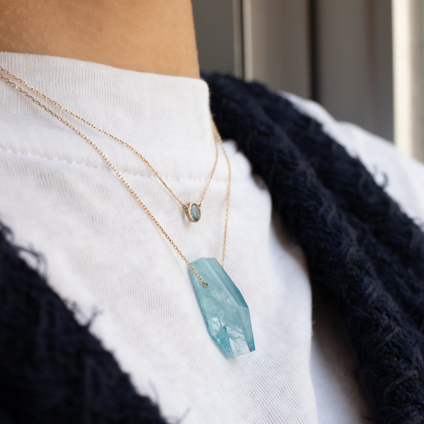 Rock Necklace - Aquamarine -