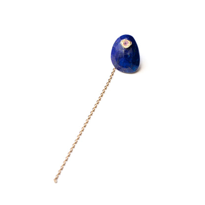 Flat Pierced Earrings - Lapis Lazuli -