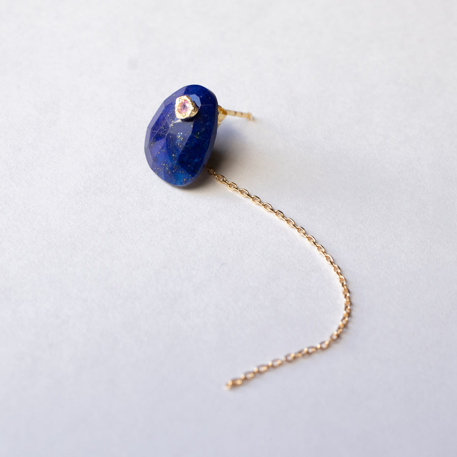 Flat Pierced Earring - Lapis Lazuli -