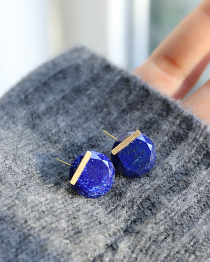 Bar stone Pierced Earring - Lapis Lazuli -