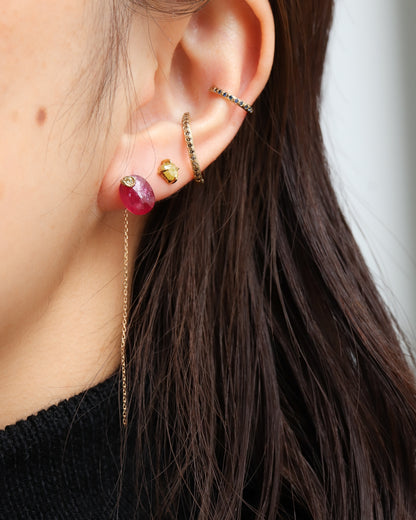 Flat Pierced Earring - Ruby -