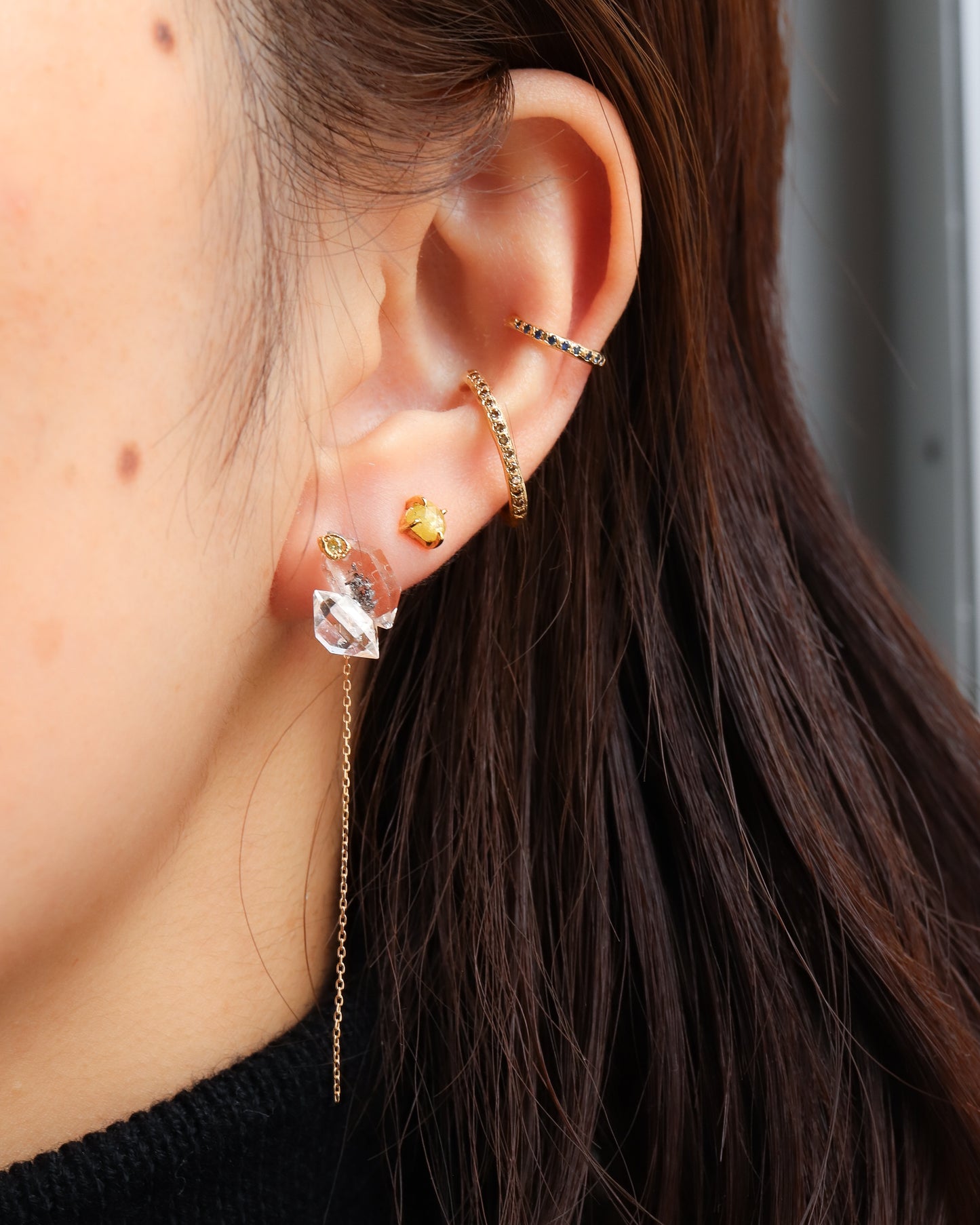 Flat Pierced Earring - Diamond Quartz -