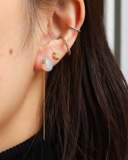 Flat Pierced Earring - Opal -