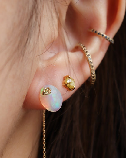 Flat Pierced Earring - Opal -