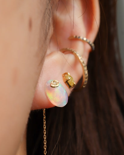 Flat Pierced Earring - Opal -