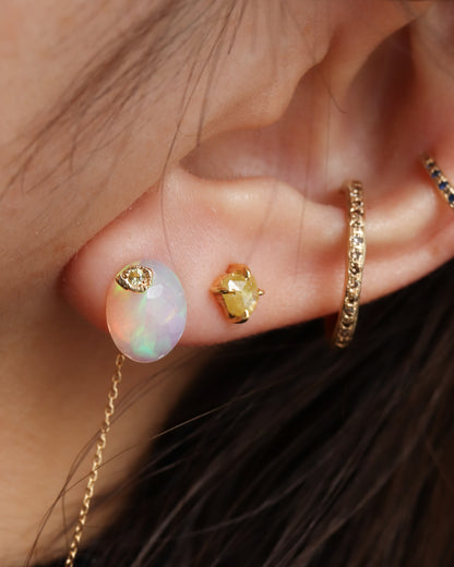 Flat Pierced Earring - Opal -