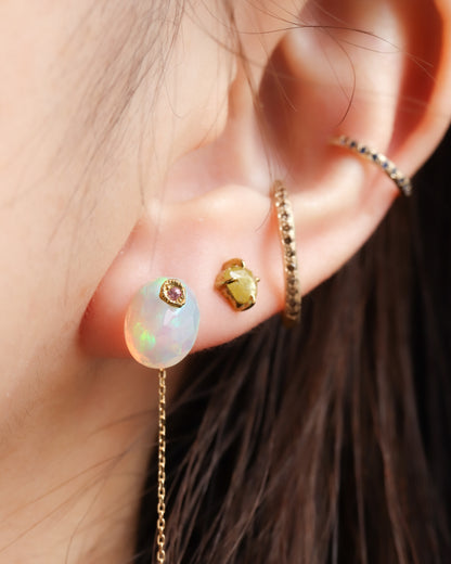 Flat Pierced Earring - Opal -