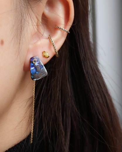 Flat Pierced Earring - Boulder Opal -