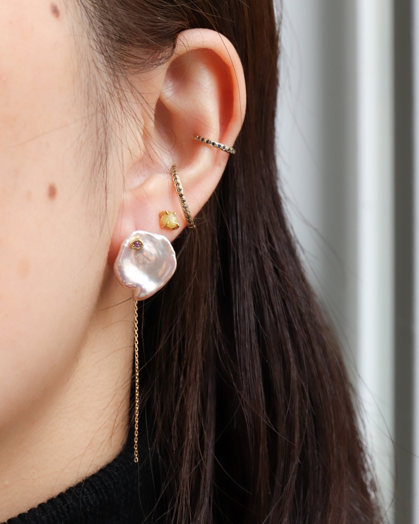 Flat Pierced Earring - Keshi Pearl -