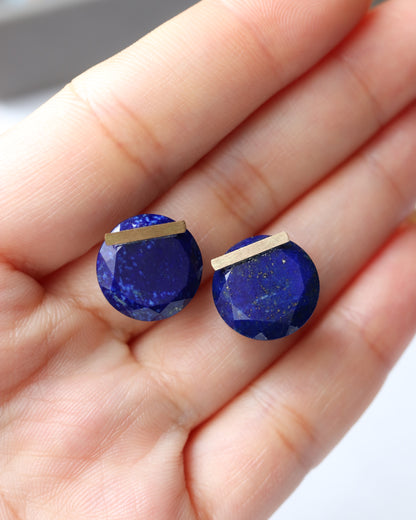 Bar stone Pierced Earring - Lapis Lazuli -