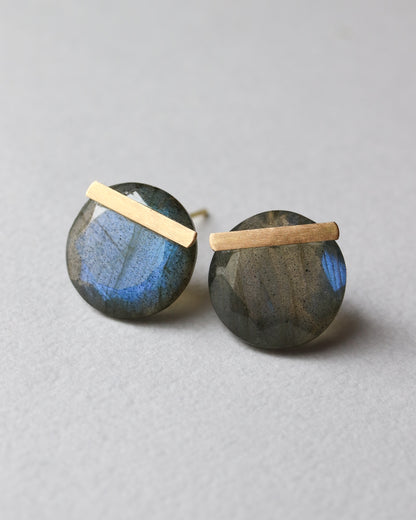 Bar stone Pierced Earring - Labradorite -