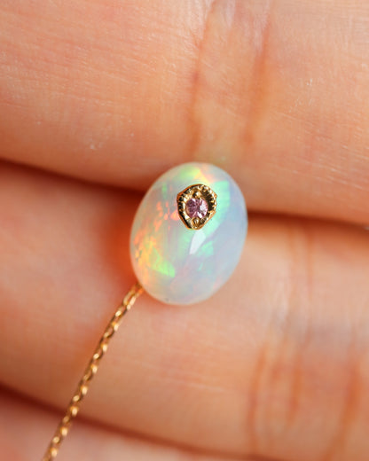 Flat Pierced Earring - Opal -