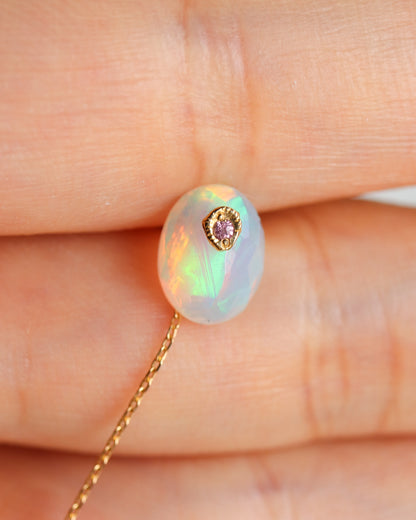 Flat Pierced Earring - Opal -