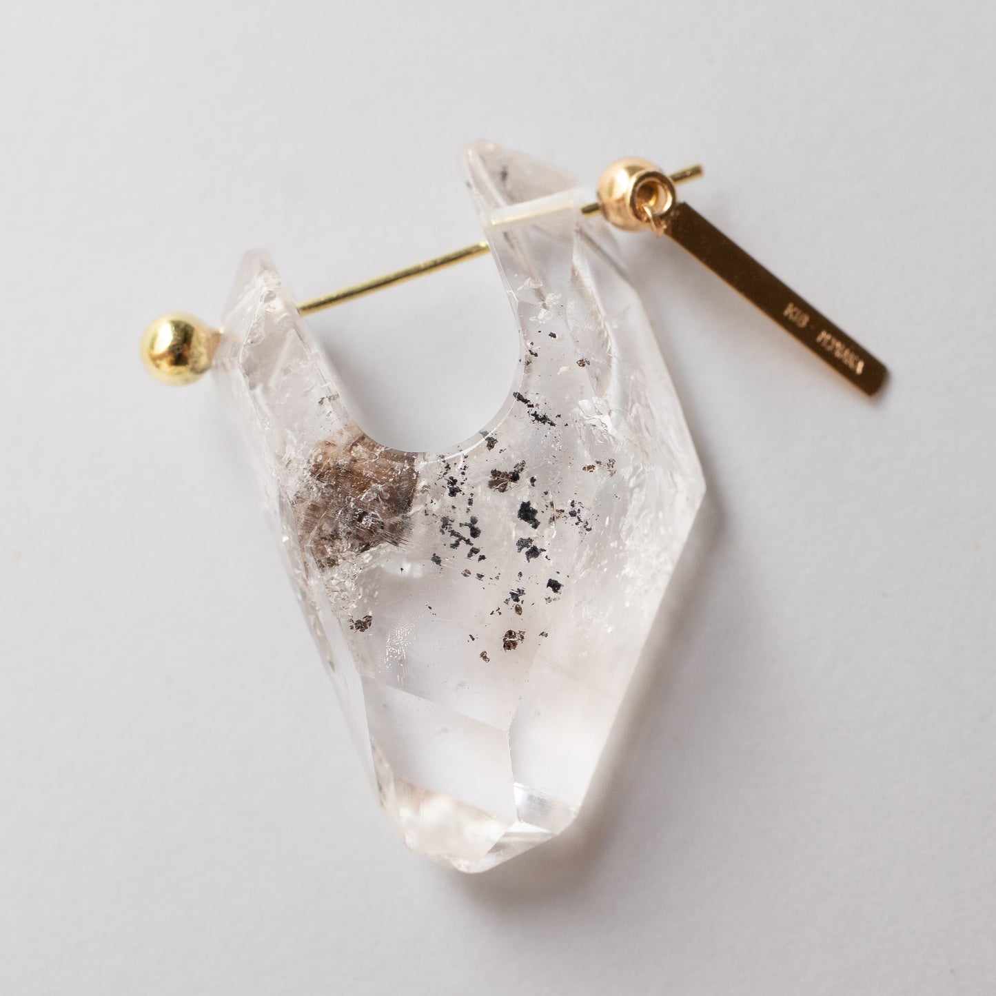 Rock Pierced Earring - Diamond Quartz -