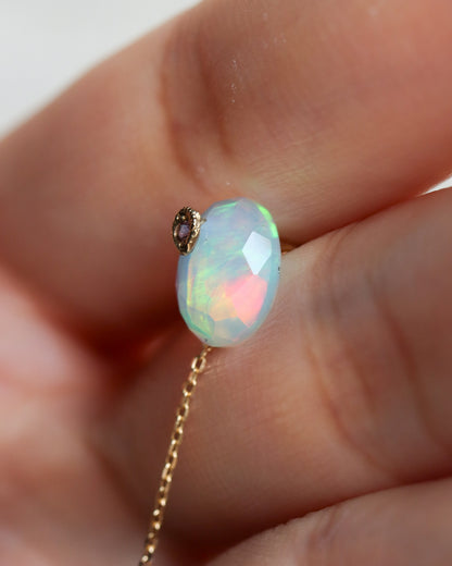 Flat Pierced Earring - Opal -