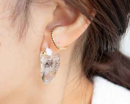 Rock Pierced Earring - Diamond Quartz -