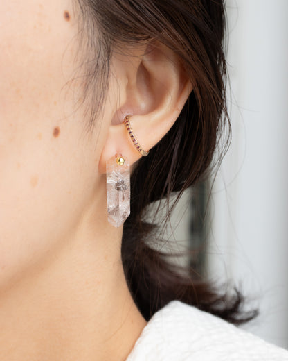 Rock Pierced Earring - Diamond Quartz -