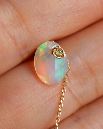 Flat Pierced Earring - Opal -