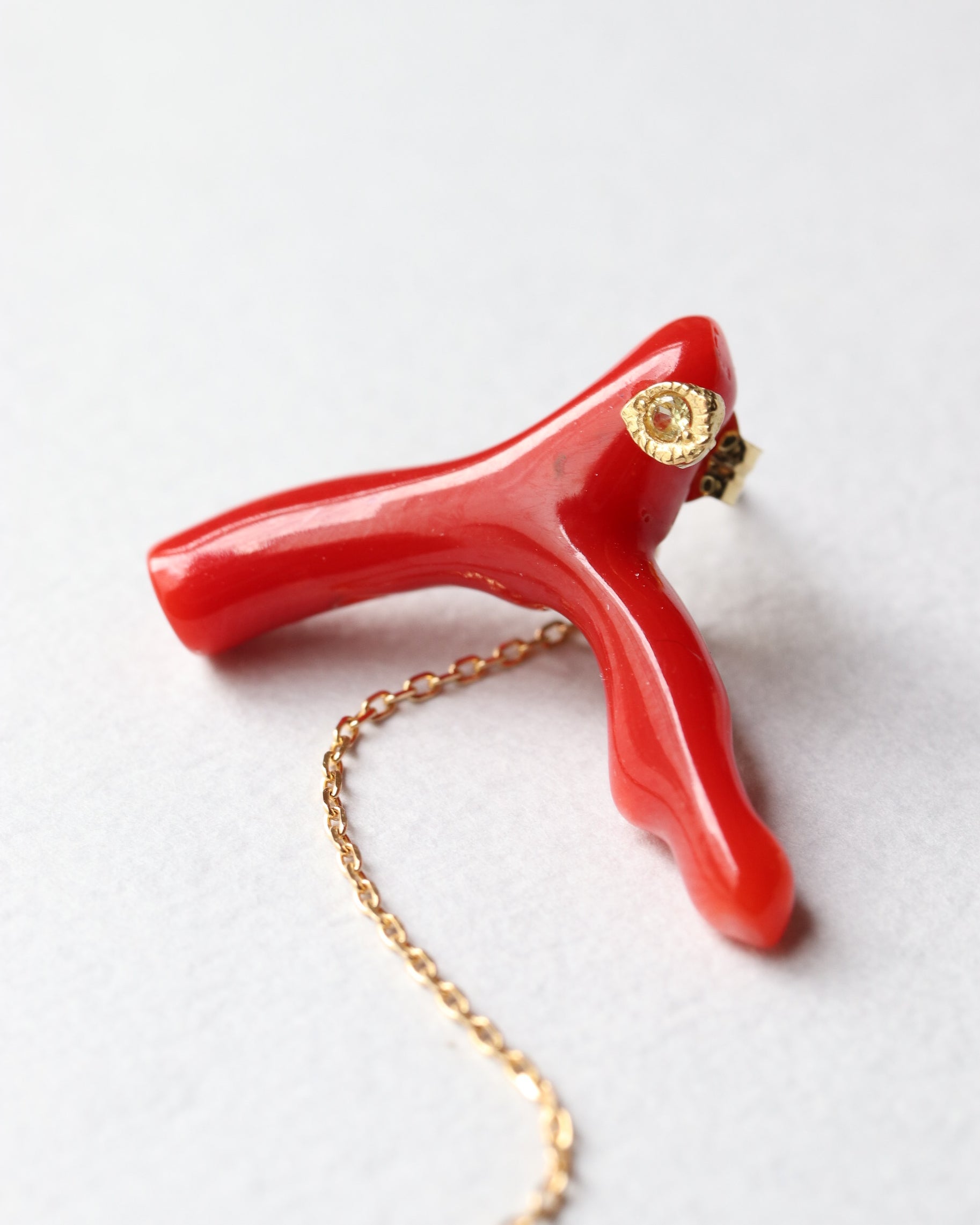 Flat Pierced Earrings - Coral -