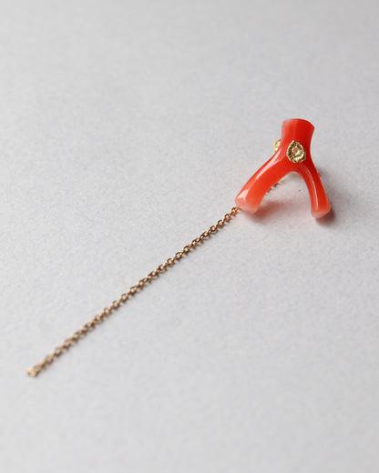 Flat Pierced Earring - Coral -