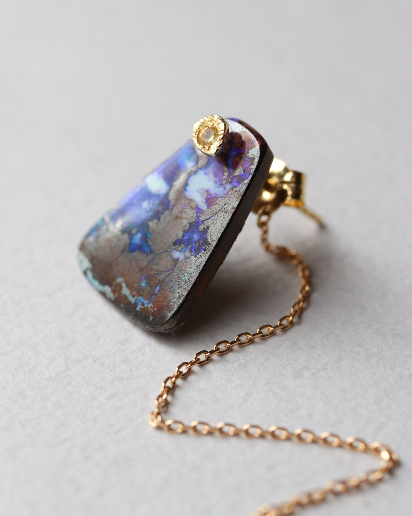 Flat Pierced Earring - Boulder Opal -