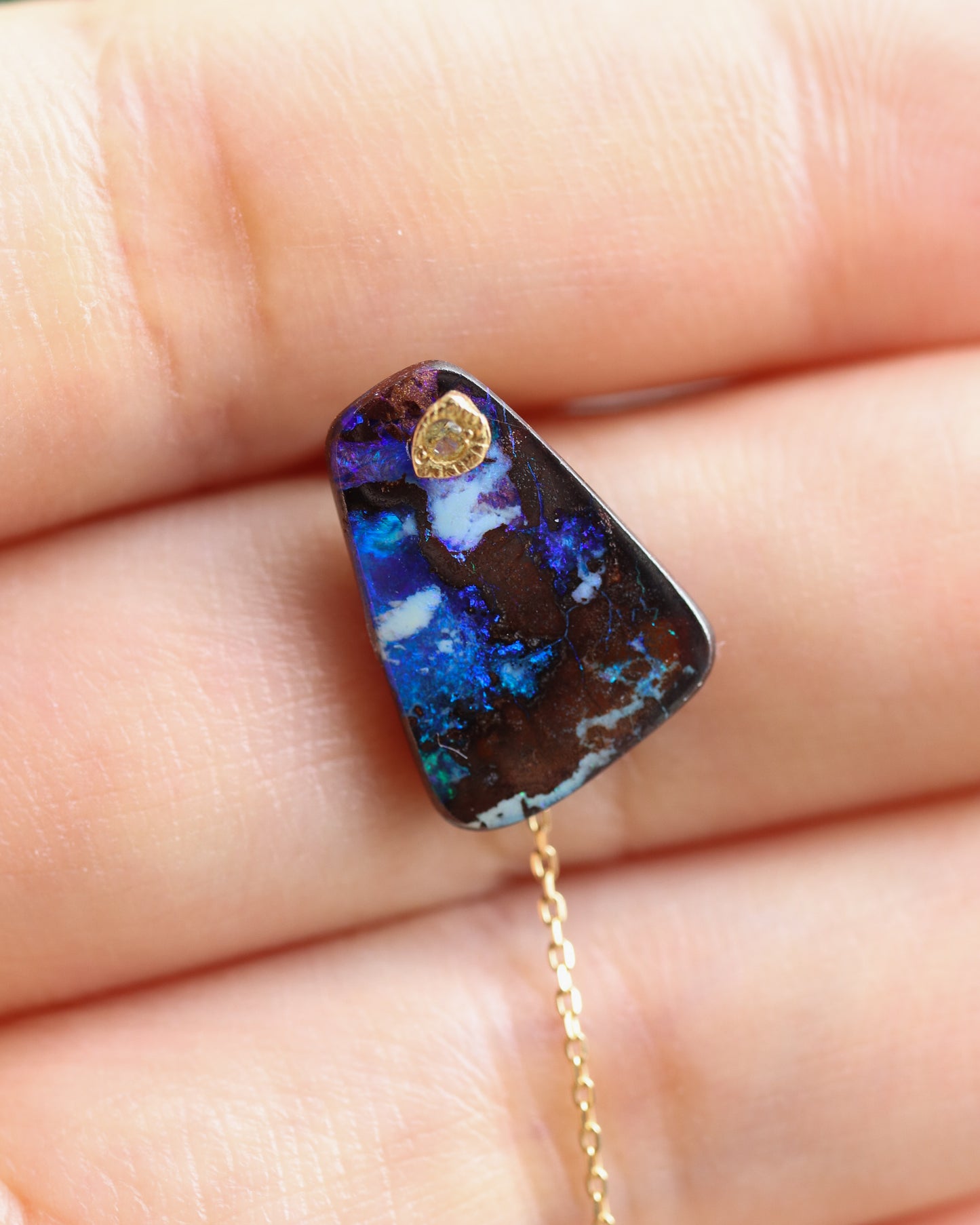 Flat Pierced Earring - Boulder Opal -