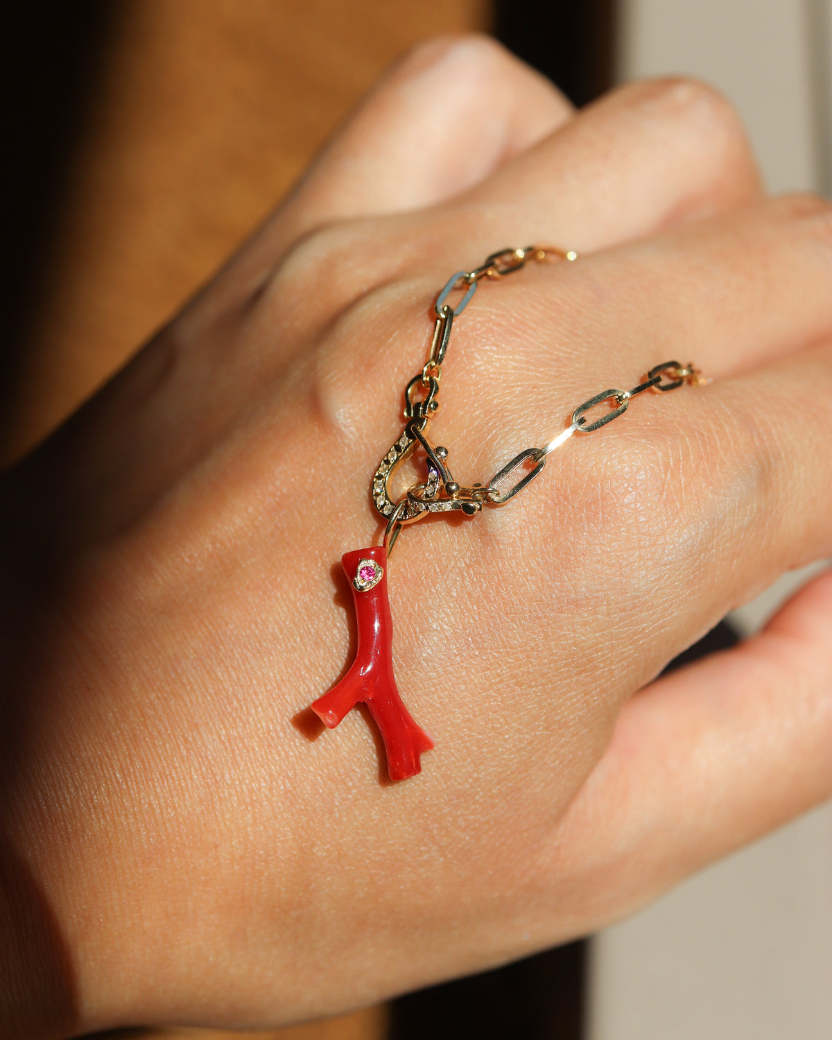 Flat Necklace - Coral -