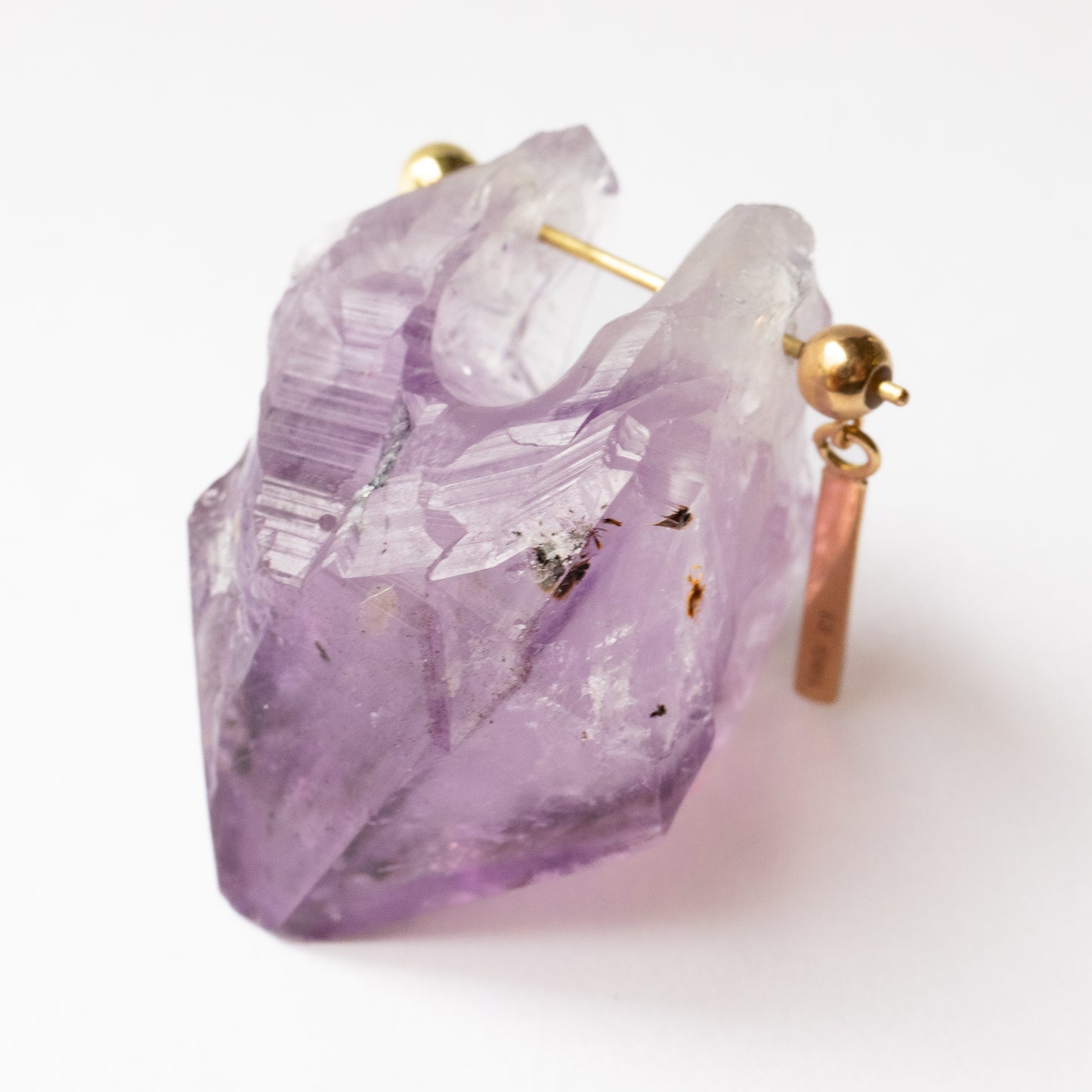 岩石穿孔耳环 - 紫水晶 -