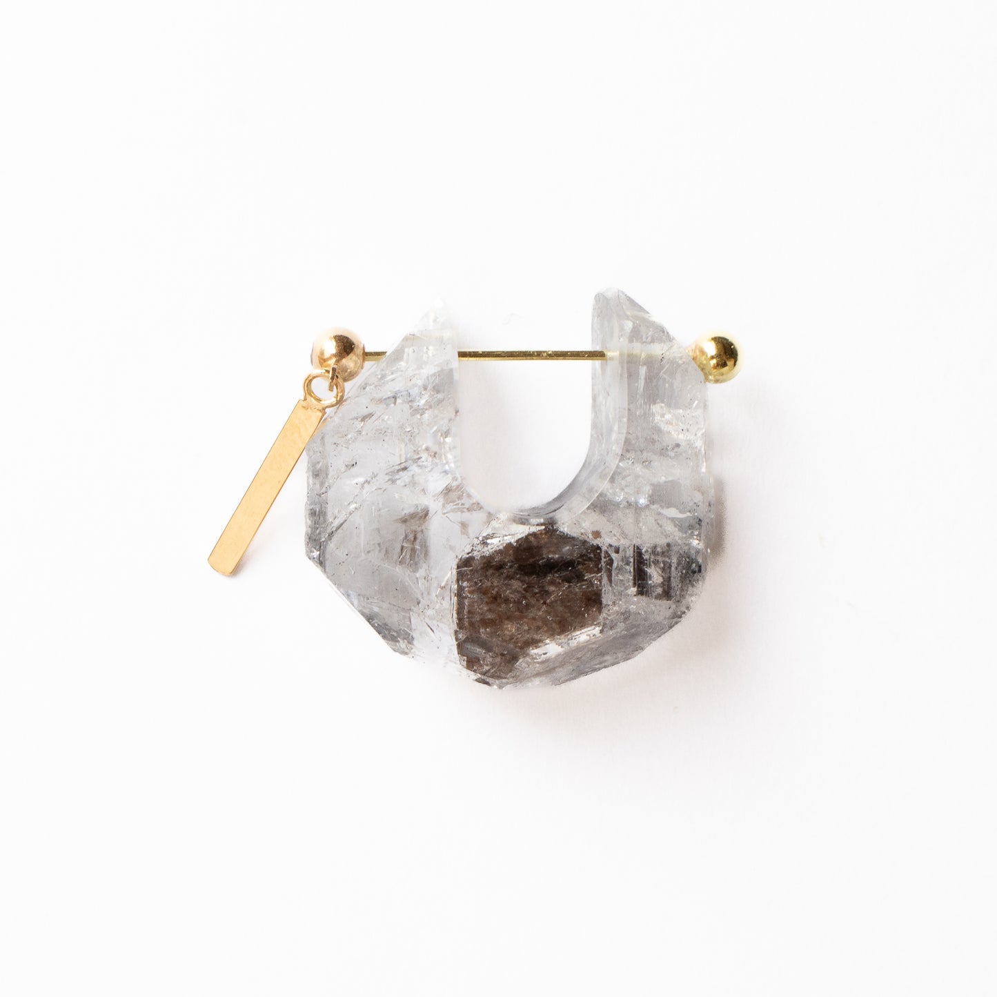 Rock Pierced Earring - Diamond Quartz -