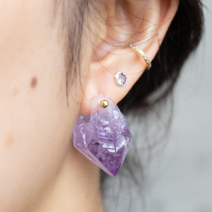 岩石穿孔耳环 - 紫水晶 -